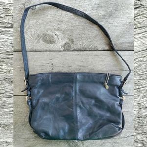 Vintage Navy Leather Shoulder Bag